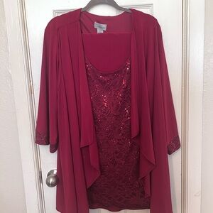 Catherines Red Elegant Pantsuit with Draped Silhouette